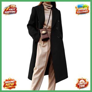 Long Wool Trench Coat Double Breasted Peacoat Women's Winter Coats
